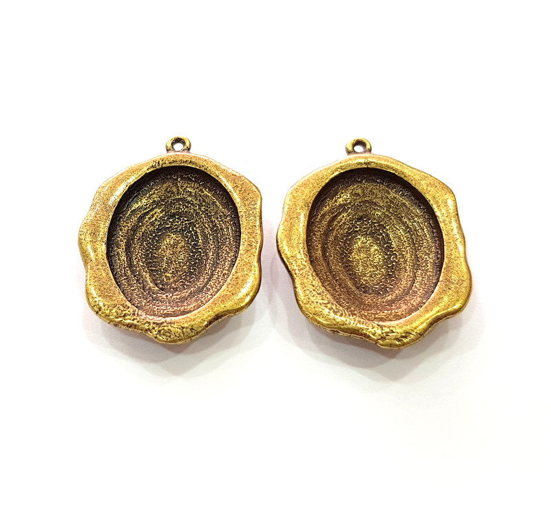 2 Antique Bronze Pendant Blank inlay Blank Mosaic Blank Resin Blank Bezel Base Setting Mountings Antique Bronze Plated(29x20mm blank) G14155