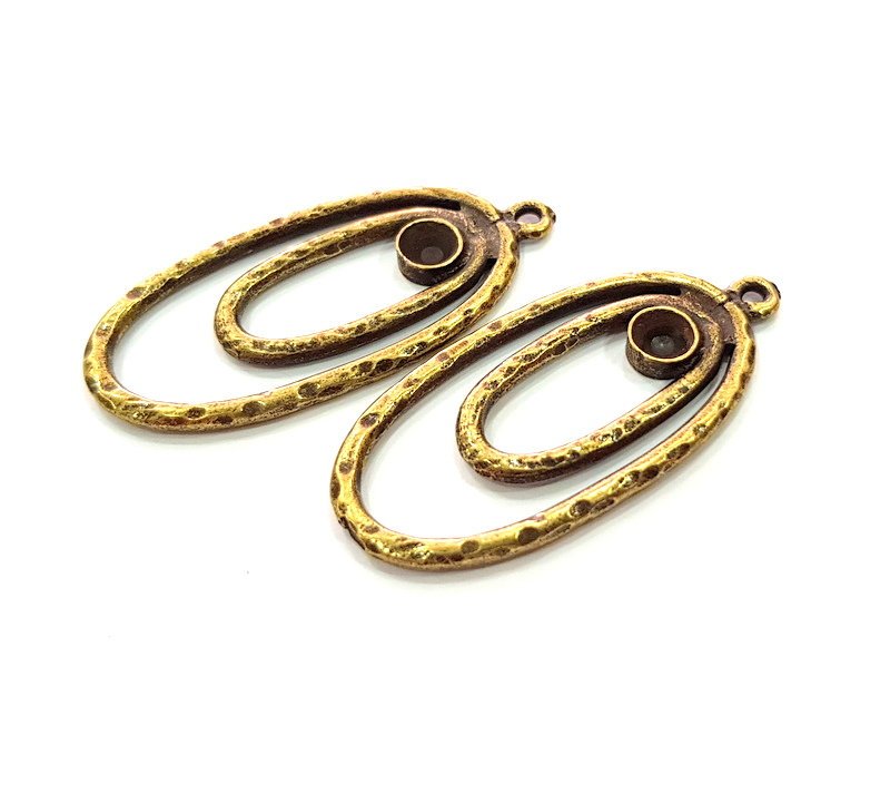 2 Antique Bronze Pendant Blank inlay Blank Mosaic Blank Resin Blank Bezel Base Setting Mountings Antique Bronze Plated(5mm blank) G14156