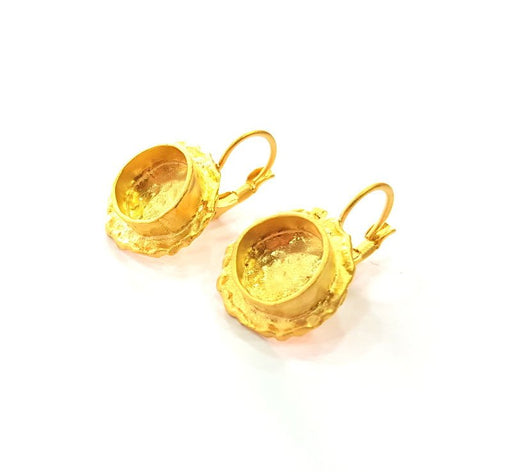 Earring Blank Base Settings Gold Resin Blank Cabochon Bases inlay Blank Mountings Gold Plated Brass (10mm blank) 1 Set  G14445