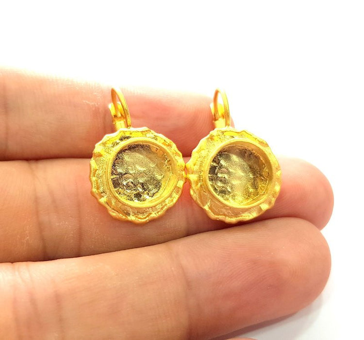 Earring Blank Base Settings Gold Resin Blank Cabochon Bases inlay Blank Mountings Gold Plated Brass (10mm blank) 1 Set  G14445