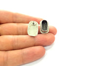 Earring Blank Base Settings Silver Resin Blank Cabochon Base inlay Blank Mountings Antique Silver Plated Brass (14x7mm blank) 1 Set  G14447