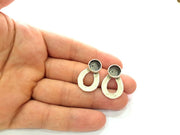 Earring Blank Base Settings Silver Resin Blank Cabochon Base inlay Blank Mountings Antique Silver Plated Brass (10mm blank) 1 Pair  G14448
