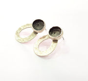 Earring Blank Base Settings Silver Resin Blank Cabochon Base inlay Blank Mountings Antique Silver Plated Brass (10mm blank) 1 Pair  G14448