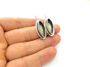 Earring Blank Base Settings Silver Resin Blank Cabochon Base inlay Blank Mountings Antique Silver Plated Brass (22x8mm blank) 1 Set  G14449