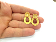 Earring Blank Base Settings Gold Resin Blank Cabochon Bases inlay Blank Mountings Gold Plated Brass (10mm blank) 1 Set  G14450