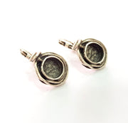 Earring Blank Base Settings Silver Resin Blank Cabochon Base inlay Blank Mountings Antique Silver Plated Brass (10mm blank) 1 Set  G14451