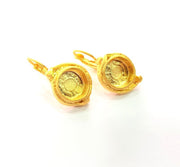 Earring Blank Base Settings Gold Resin Blank Cabochon Bases inlay Blank Mountings Gold Plated Brass (10mm blank) 1 Set  G14454