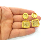 Earring Blank Base Settings Gold Resin Blank Cabochon Bases inlay Blank Mountings Gold Plated Brass (10+15mm blank) 1 Set  G14455