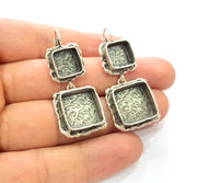 Earring Blank Base Settings Silver Resin Blank Cabochon Base inlay Blank Mountings Antique Silver Plated Brass (10+15mm blank) 1 Set  G14457