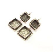 Earring Blank Base Settings Silver Resin Blank Cabochon Base inlay Blank Mountings Antique Silver Plated Brass (10+15mm blank) 1 Set  G14457