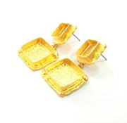 Earring Blank Base Settings Gold Resin Blank Cabochon Bases inlay Blank Mountings Gold Plated Brass (10+15mm blank) 1 Set  G14458
