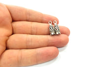 2 Flower Charm Silver Charms Antique Silver Plated Brass (18x7mm) G14461