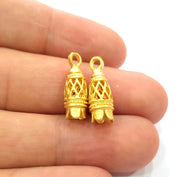 2 Gold Plated Brass Flower Cone Charms G14463