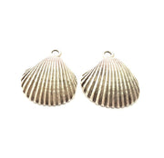 2 Oyster Charms Shell Charm Mussel Charms Sea Ocean Silver Charms Antique Silver Plated Metal (30x25mm) G14464