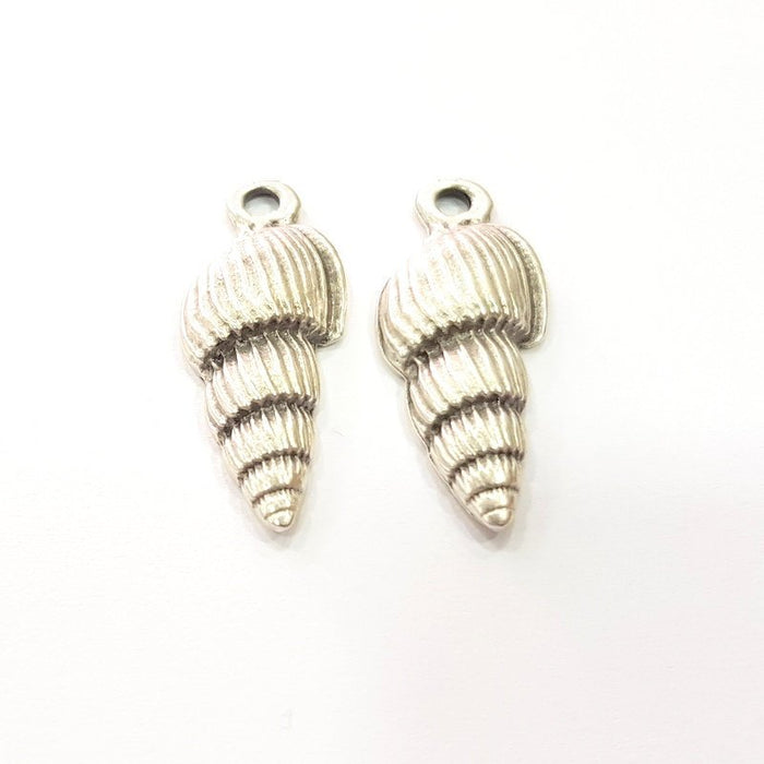 4 Oyster Charms Shell Charm Mussel Charms Sea Ocean Silver Charms Antique Silver Plated Metal (30x12mm) G14467