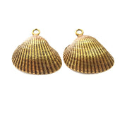 2 Large Oyster Charms Shell Charm Mussel Charms Sea Ocean Antique Bronze Charm Antique Bronze Plated Metal  (36x35mm) G14466
