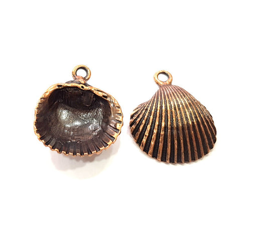 2 Sea Oyster Charms Shell Charm Mussel Charms Sea Ocean Antique Copper Charm Antique Copper Plated Metal (30x25mm) G14474