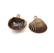 2 Sea Oyster Charms Shell Charm Mussel Charms Sea Ocean Antique Copper Charm Antique Copper Plated Metal (30x25mm) G14474