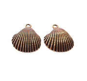 2 Sea Oyster Charms Shell Charm Mussel Charms Sea Ocean Antique Copper Charm Antique Copper Plated Metal (30x25mm) G14474