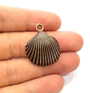 2 Sea Oyster Charms Shell Charm Mussel Charms Sea Ocean Antique Copper Charm Antique Copper Plated Metal (30x25mm) G14474