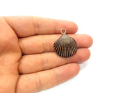 2 Sea Oyster Charms Shell Charm Mussel Charms Sea Ocean Antique Copper Charm Antique Copper Plated Metal (30x25mm) G14474