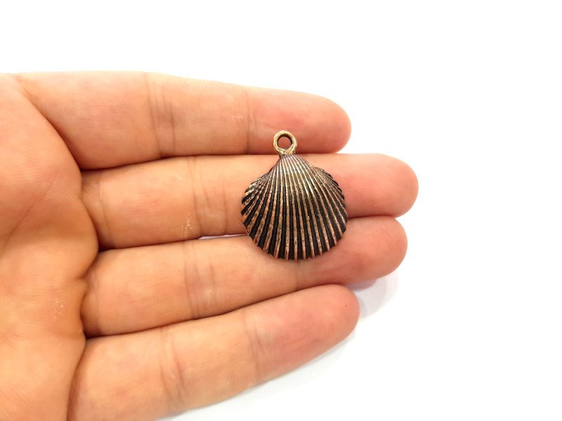 2 Sea Oyster Charms Shell Charm Mussel Charms Sea Ocean Antique Copper Charm Antique Copper Plated Metal (30x25mm) G14474
