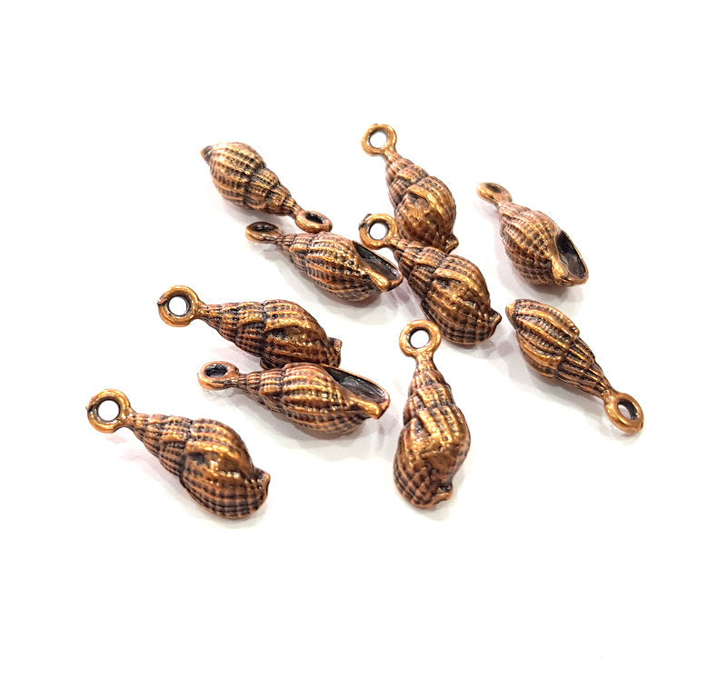8 Oyster Charms Shell Charm Mussel Charms Sea Ocean Antique Copper Charm Antique Copper Plated Metal (19x7mm) G14475