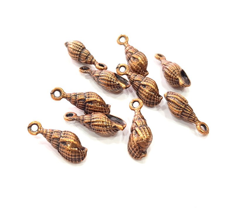 8 Oyster Charms Shell Charm Mussel Charms Sea Ocean Antique Copper Charm Antique Copper Plated Metal (19x7mm) G14475
