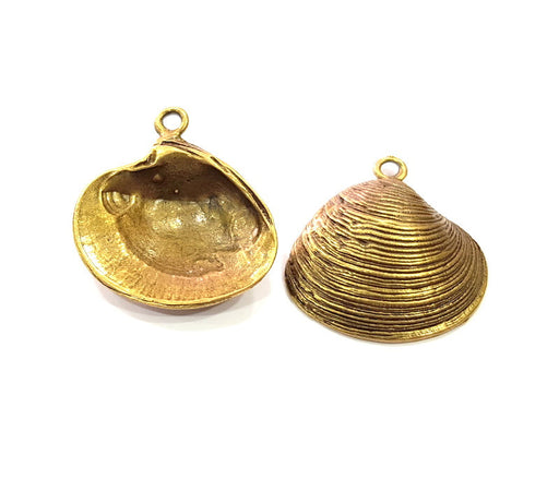 2 Large Oyster Charms Shell Charm Mussel Charms Sea Ocean Antique Bronze Charm Antique Bronze Plated Metal  (39x35mm) G14477