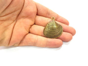 2 Large Oyster Charms Shell Charm Mussel Charms Sea Ocean Antique Bronze Charm Antique Bronze Plated Metal  (39x35mm) G14477