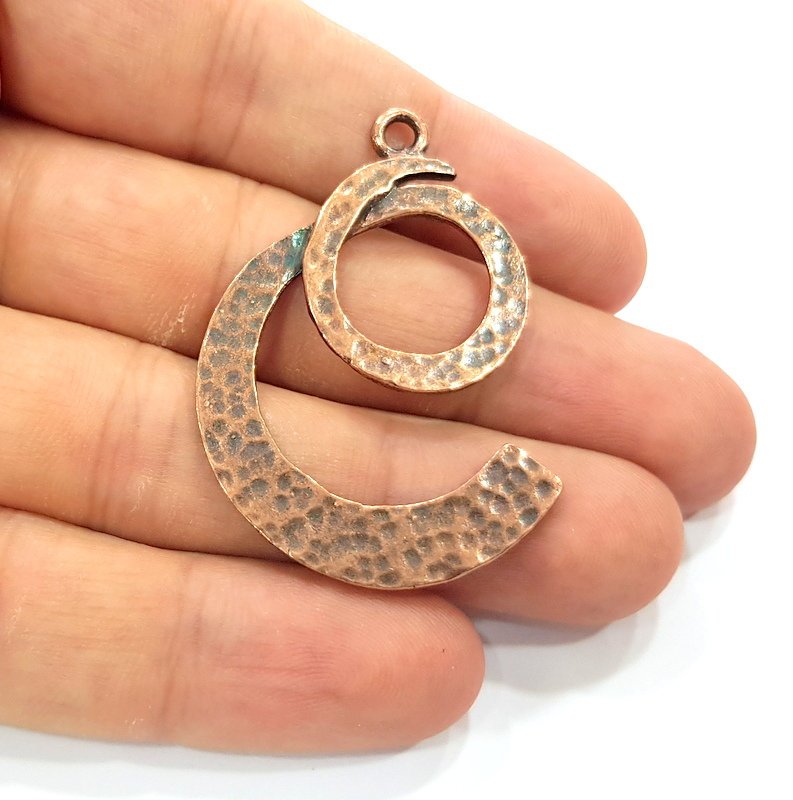 2 Copper Pendant Antique Copper Pendant Antique Copper Plated Metal ( 46x36 mm ) G14478