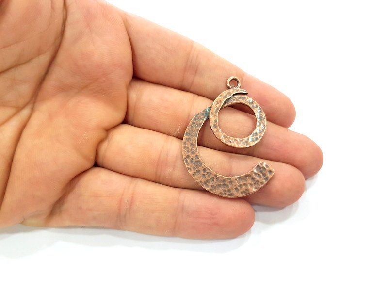 2 Copper Pendant Antique Copper Pendant Antique Copper Plated Metal ( 46x36 mm ) G14478