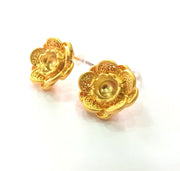 Earring Blank Base Settings Gold Resin Blank Cabochon Bases inlay Blank Mountings Gold Plated Brass (6mm blank) 1 Set  G14480