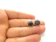 Earring Blank Base Settings Silver Resin Blank Cabochon Base inlay Blank Mountings Antique Silver Plated Brass (10mm blank) 1 Set  G14482