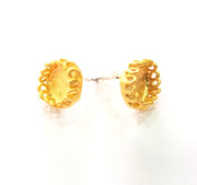 Earring Blank Base Settings Gold Resin Blank Cabochon Bases inlay Blank Mountings Gold Plated Brass (10mm blank) 1 Set  G14483