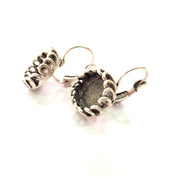 Earring Blank Base Settings Silver Resin Blank Cabochon Base inlay Blank Mountings Antique Silver Plated Brass (10mm blank) 1 Set  G14486