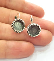 Earring Blank Base Settings Silver Resin Blank Cabochon Base inlay Blank Mountings Antique Silver Plated Brass (10mm blank) 1 Set  G14486