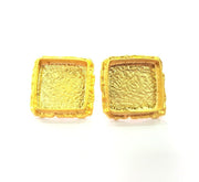 Earring Blank Base Settings Gold Resin Blank Cabochon Bases inlay Blank Mountings Gold Plated Brass (18x18mm blank) 1 Set  G14491