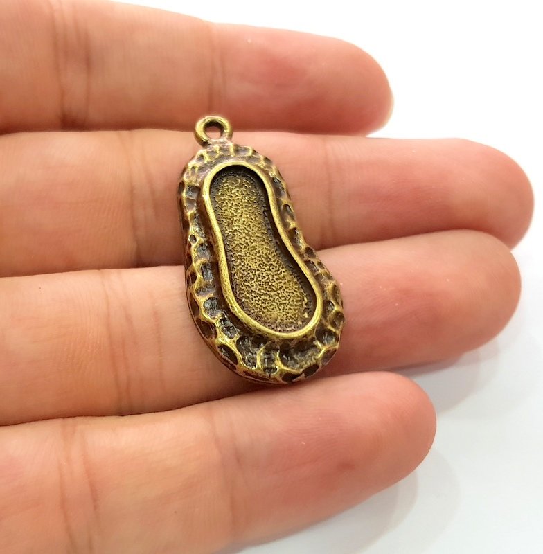 2 Antique Bronze Pendant Blank inlay Blank Mosaic Blank Resin Blank Bezel Base Setting Mountings Antique Bronze Plated(23x9mm blank) G16861