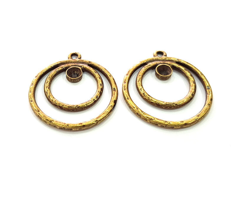 2 Antique Bronze Pendant Blank inlay Blank Mosaic Blank Resin Blank Bezel Base Setting Mountings Antique Bronze Plated(5mm blank) G14727