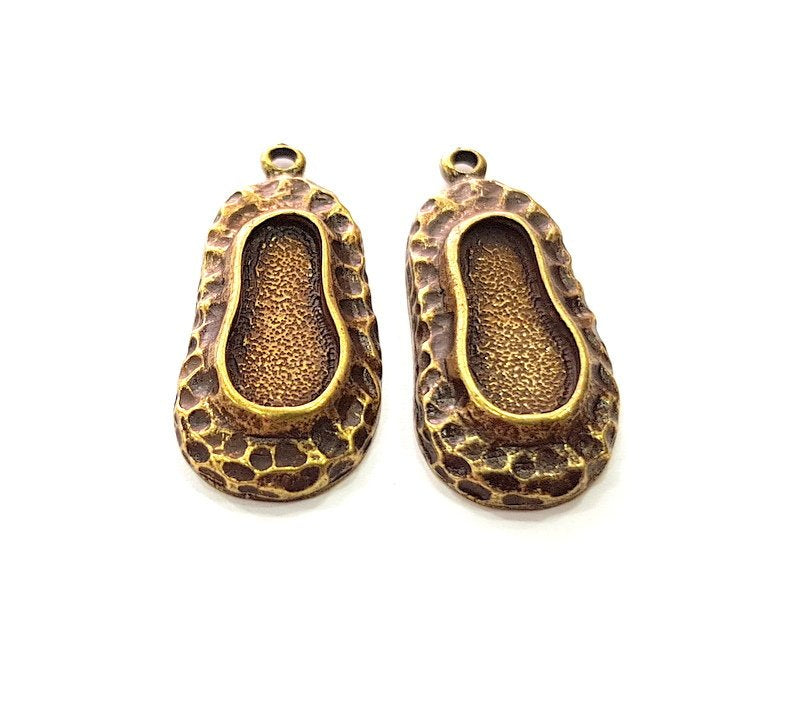 2 Antique Bronze Pendant Blank inlay Blank Mosaic Blank Resin Blank Bezel Base Setting Mountings Antique Bronze Plated(16x7mm blank) G14168