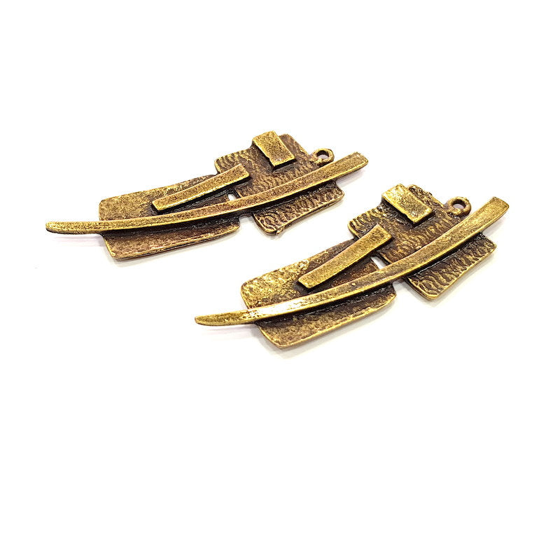 2 Antique Bronze Pendant Antique Bronze Plated Metal ( 68x23mm) G14169