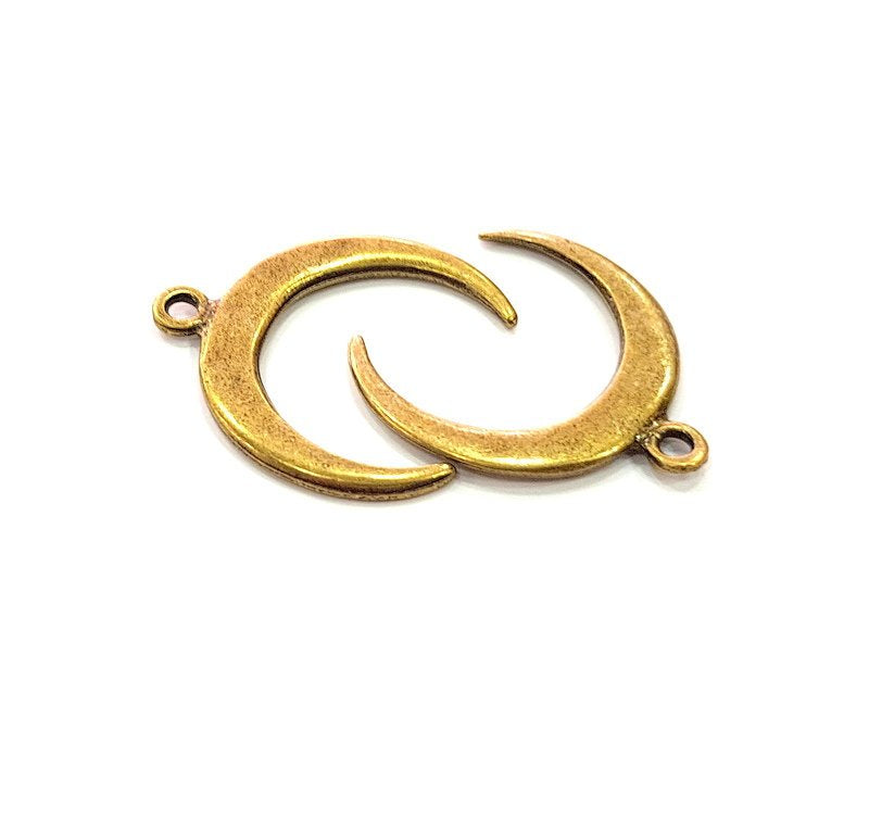4 Crescent Charm Antique Bronze Charm Antique Bronze Plated Charms (19x17mm) G14171