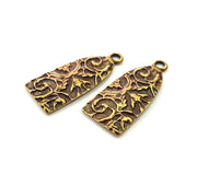 2 Antique Bronze Charm Antique Bronze Plated Metal  (39x16mm) G14172