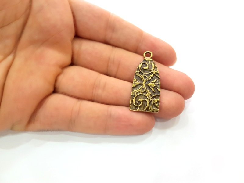2 Antique Bronze Charm Antique Bronze Plated Metal  (39x16mm) G14172