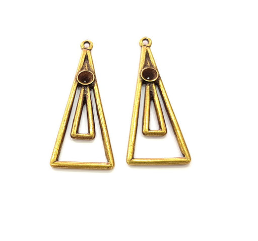 2 Triangle Charms Antique Bronze Charms Mountings Antique Bronze Plated (5mm blank) G14177