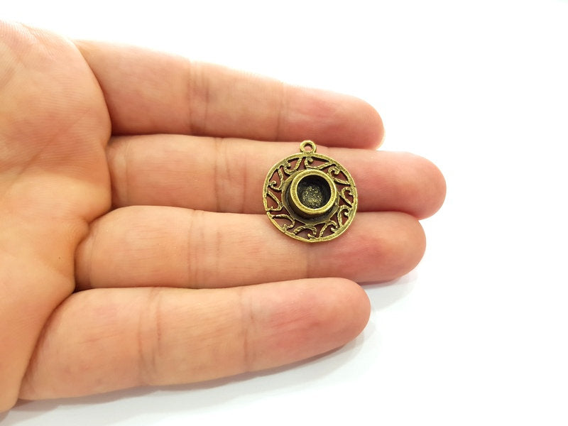 2 Antique Bronze Pendant Blank inlay Blank Mosaic Blank Resin Blank Bezel Base Setting Mountings Antique Bronze Plated(8mm blank) G14178