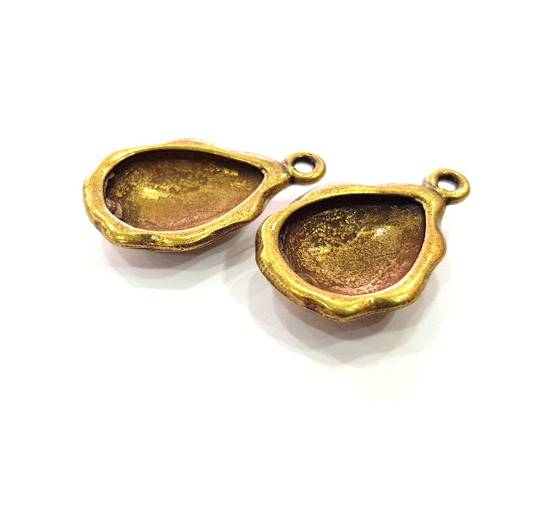 2 Antique Bronze Pendant Blank inlay Blank Mosaic Blank Resin Blank Bezel Base Setting Mountings Antique Bronze Plated(18x13mm blank) G14174