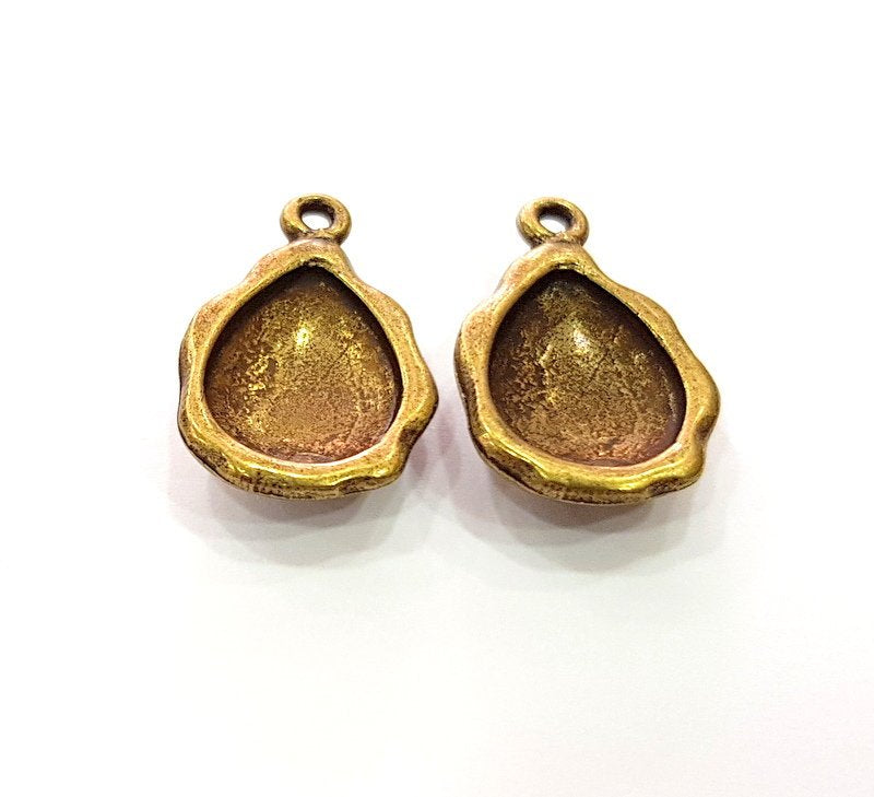 2 Antique Bronze Pendant Blank inlay Blank Mosaic Blank Resin Blank Bezel Base Setting Mountings Antique Bronze Plated(18x13mm blank) G14174