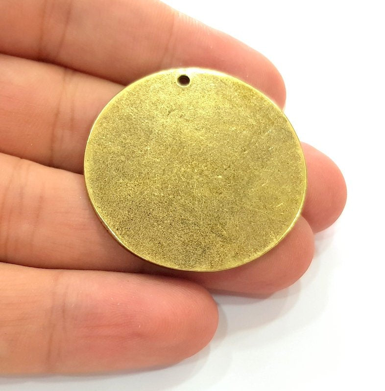 2 Round Flake Charm Antique Bronze Charm Antique Bronze Plated Metal Charms (40mm) G14188